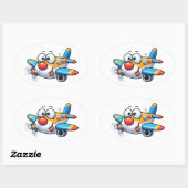 Funny Cartoon Airplane Character Sticker (Blatt)