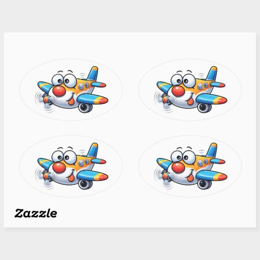 Funny Cartoon Airplane Character Sticker (Blatt)