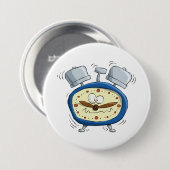 Funny Cartoon Alarm Uhr Quirky Weckte auf Button (Vorne & Hinten)