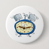 Funny Cartoon Alarm Uhr Quirky Weckte auf Button (Vorderseite)