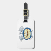 Funny Cartoon Alarm Uhr Quirky Weckte auf Gepäckanhänger (Vorderseite vertikal)