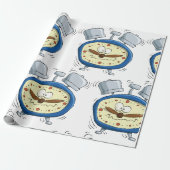 Funny Cartoon Alarm Uhr Quirky Weckte auf Geschenkpapier (Ungerollt)