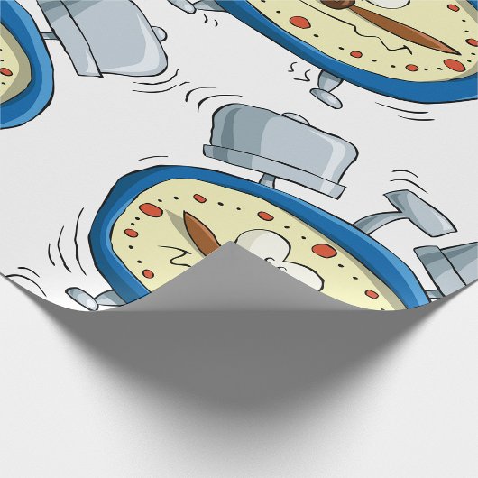 Funny Cartoon Alarm Uhr Quirky Weckte auf Geschenkpapier