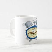 Funny Cartoon Alarm Uhr Quirky Weckte auf Kaffeetasse (Vorderseite Links)