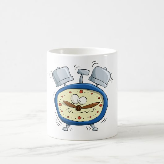 Funny Cartoon Alarm Uhr Quirky Weckte auf Kaffeetasse (Mittel)