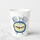 Funny Cartoon Alarm Uhr Quirky Weckte auf Pappbecher (Vorderseite)