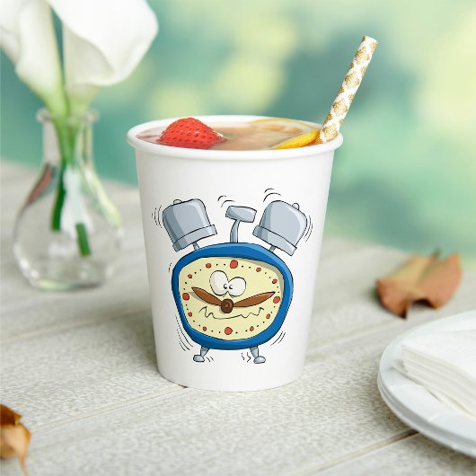 Funny Cartoon Alarm Uhr Quirky Weckte auf Pappbecher