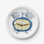 Funny Cartoon Alarm Uhr Quirky Weckte auf Pappteller (Vorderseite)