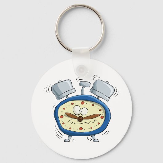 Funny Cartoon Alarm Uhr Quirky Weckte auf Schlüsselanhänger (Vorderseite)