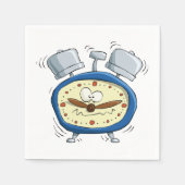 Funny Cartoon Alarm Uhr Quirky Weckte auf Serviette (Vorderseite)