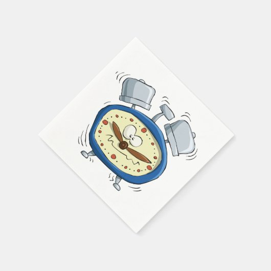 Funny Cartoon Alarm Uhr Quirky Weckte auf Serviette (Ecke)