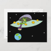 Funny Cartoon Alien und Earth Postcard Postkarte (Vorne/Hinten)