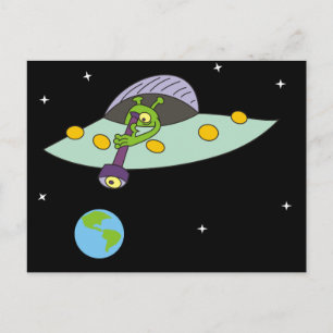 Funny Cartoon Alien und Earth Postcard Postkarte