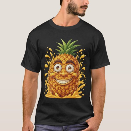 Funny Cartoon Ananas Splashsaft T-Shirt (Vorderseite)