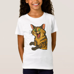 Funny Cartoon Angry Cat Illustration T-Shirt