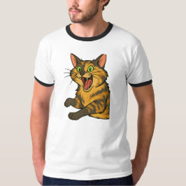 Funny Cartoon Angry Cat Illustration T-Shirt