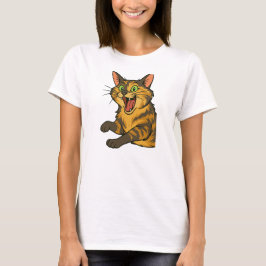Funny Cartoon Angry Cat Illustration T-Shirt