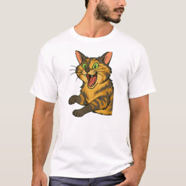 Funny Cartoon Angry Cat Illustration T-Shirt