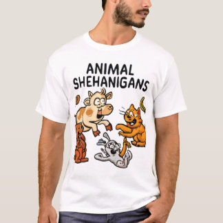 Funny Cartoon Animal Chaos Scene T-Shirt