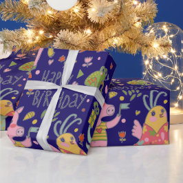 Funny Cartoon Animals Sing Happy Birthday Geschenkpapier