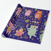 Funny Cartoon Animals Sing Happy Birthday Geschenkpapier (Ungerollt)