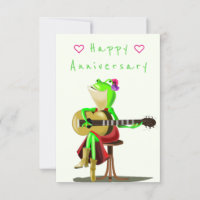 Funny Cartoon Anniversary Card Frosch Gitarrenspie