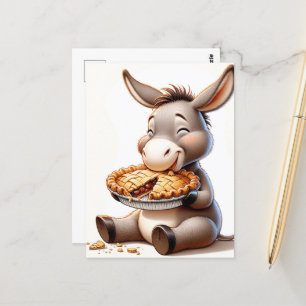 Funny Cartoon Apple Pie Donkey Postkarte