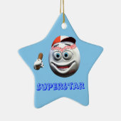 Funny Cartoon Baseball mit Bat Keramik Ornament (Rechts)