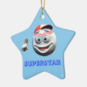 Funny Cartoon Baseball mit Bat Keramik Ornament (Links)