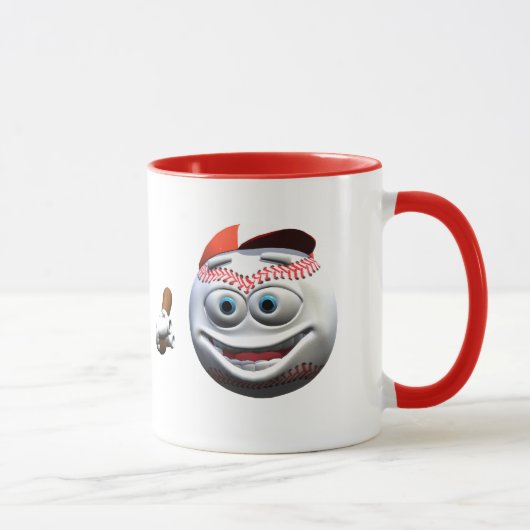 Funny Cartoon Baseball mit Bat Tasse (Rechts)