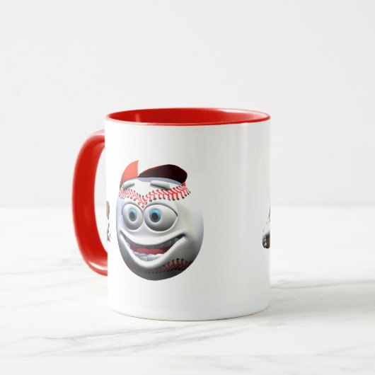 Funny Cartoon Baseball mit Bat Tasse (Vorderseite Links)