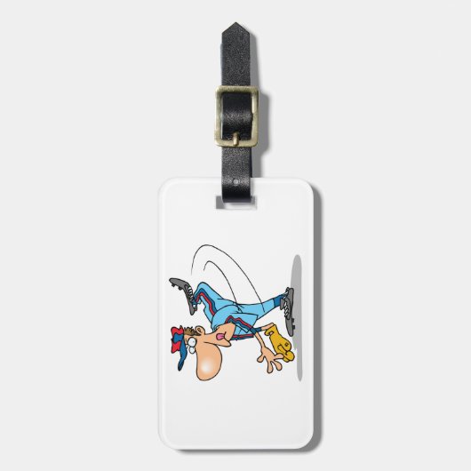 Funny Cartoon Baseball Pitcher Tauchen Gepäckanhänger (Vorderseite vertikal)