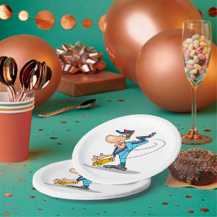 Funny Cartoon Baseball Pitcher Tauchen Pappteller