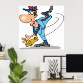 Funny Cartoon Baseball Pitcher Tauchen Poster (Heimbüro)