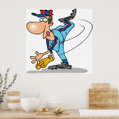 Funny Cartoon Baseball Pitcher Tauchen Poster (Küche)