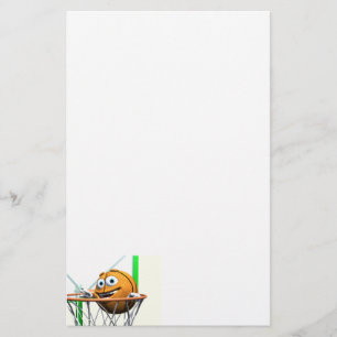 Funny Cartoon Basketball in einem Hoop Briefpapier
