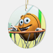 Funny Cartoon Basketball in einem Hoop Keramik Ornament (Links)