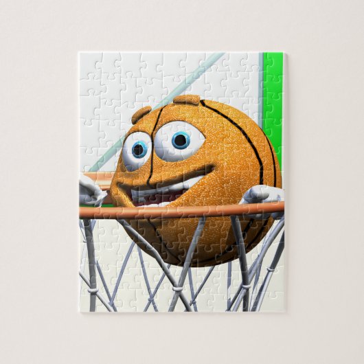 Funny Cartoon Basketball in einem Hoop Puzzle (Vertikal)