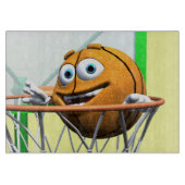 Funny Cartoon Basketball in einem Hoop Schneidebrett (Vorderseite)