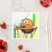 Funny Cartoon Basketball in einem Hoop Serviette (Beispiel)