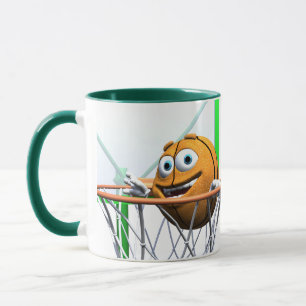 Funny Cartoon Basketball in einem Hoop Tasse