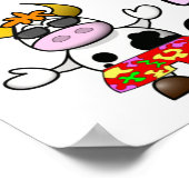 Funny Cartoon Beach Cow Couple Poster (Ecke)