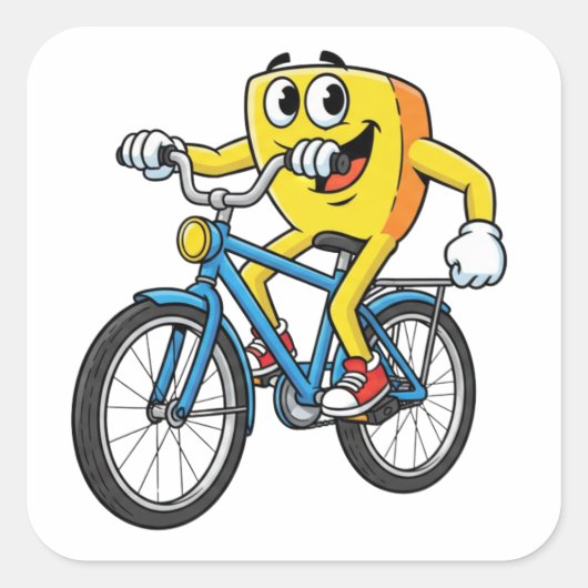 Funny Cartoon Bicycle Riding Character Sticker (Vorderseite)