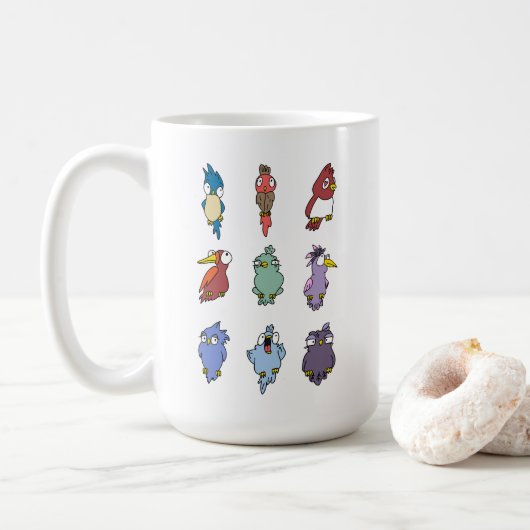 Funny Cartoon Bird Muster Tasse (Mit Donut)