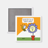 Funny Cartoon Blume und Biene mit Insekten Appeal Magnet (Vorderseite/Rückseite)