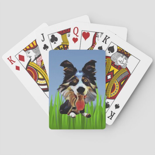 Funny Cartoon Border Collie Deck Spielkarten (Rückseite)