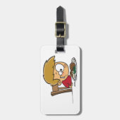 Funny Cartoon Boy Begeistert für das Abendessen Gepäckanhänger (Vorderseite vertikal)