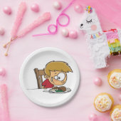 Funny Cartoon Boy Begeistert für das Abendessen Pappteller (Party)