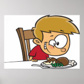 Funny Cartoon Boy Begeistert für das Abendessen Poster (Vorne)