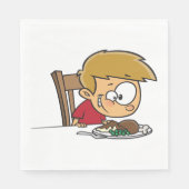 Funny Cartoon Boy Begeistert für das Abendessen Serviette (Vorderseite)